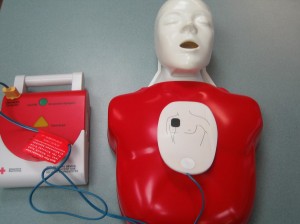 AED pad placement on an adult mannequin