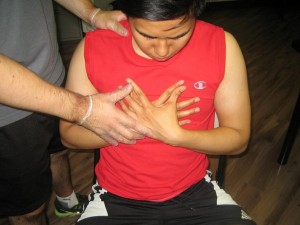 Angina is pain in the chest or uneasiness caused by inadequate oxygen and blood flow to the muscle surrounding the heart